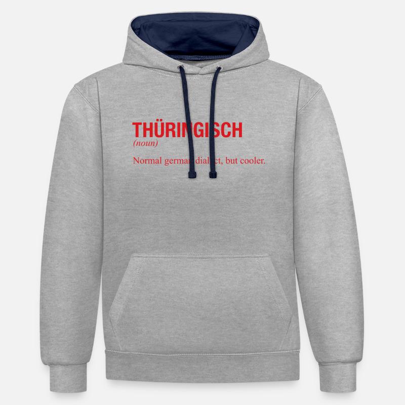THÜRINGISCH THAUFRINGEN - Sweat à capuche contrasté - gris chiné/bleu marine