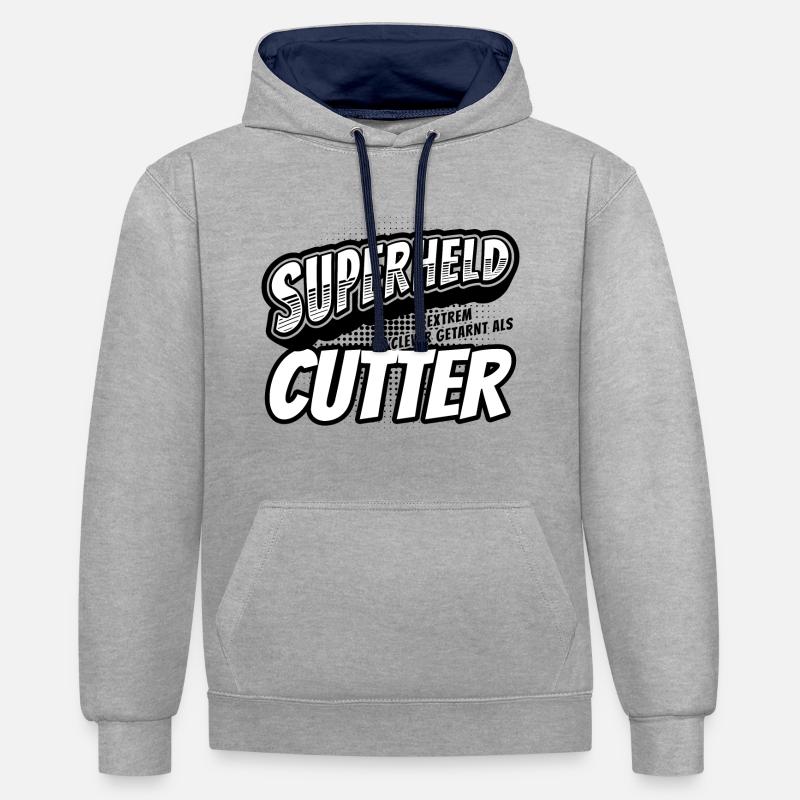 Superheld, clever getarnt als Cutter - Kontrast-Hoodie - Grau meliert/Navy
