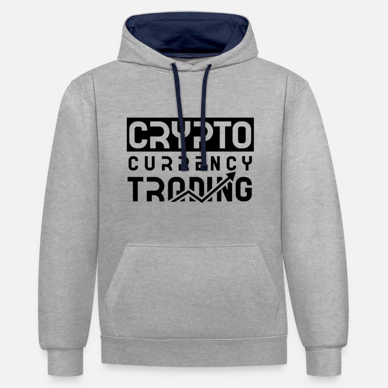 Cryptowährung Krypto Kryptowährung Crypto Trader - Kontrast-Hoodie - Grau meliert/Navy