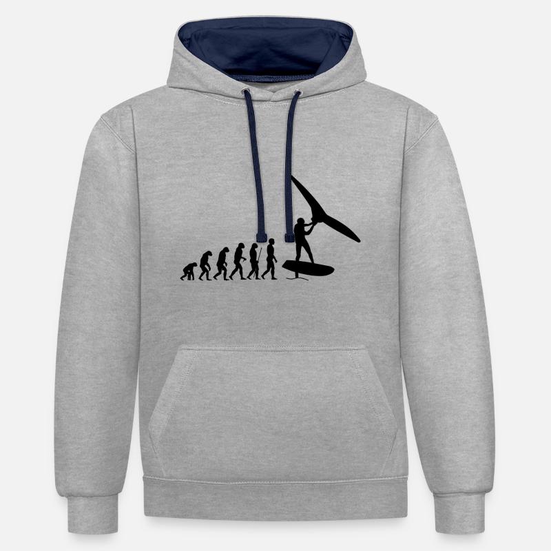Évolution du foilwing - Sweat à capuche contrasté - gris chiné/bleu marine