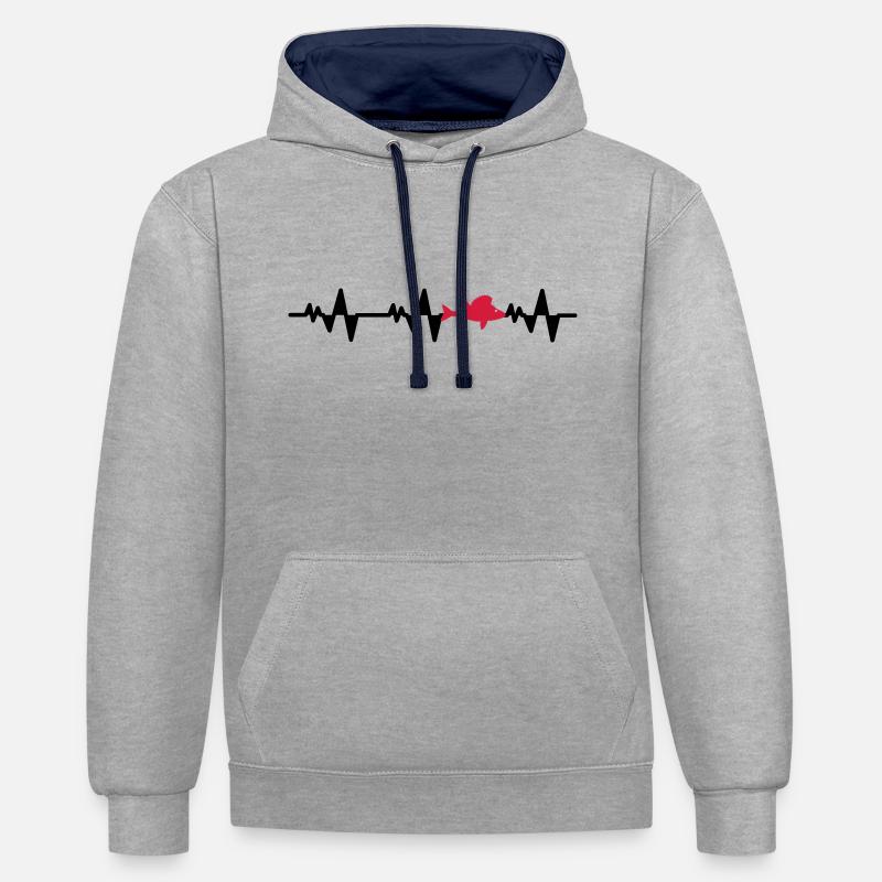 alarme de la perche - Sweat à capuche contrasté - gris chiné/bleu marine