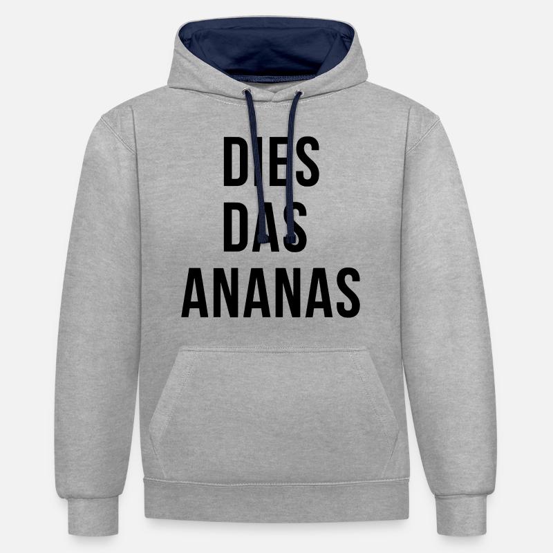 CE L'ANANAS - Sweat à capuche contrasté - gris chiné/bleu marine