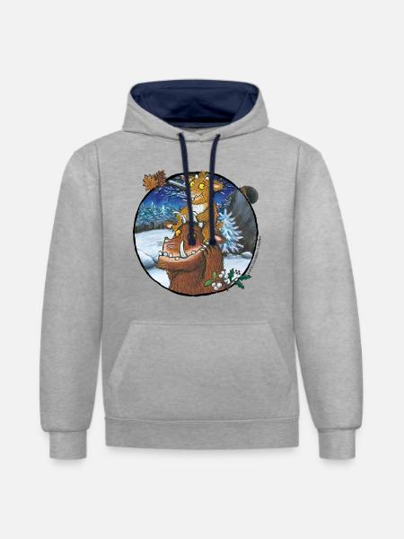 Der Grüffelo mit Kind Winter - Kontrast-Hoodie - Grau meliert/Navy