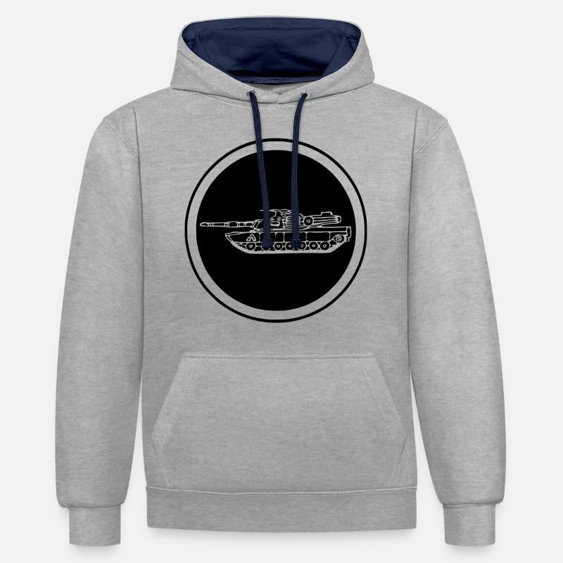 Panzer M1 Abrams Kreis - Kontrast-Hoodie - Grau meliert/Navy