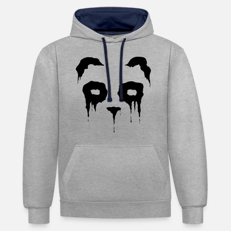 Panda - Sweat à capuche contrasté - gris chiné/bleu marine