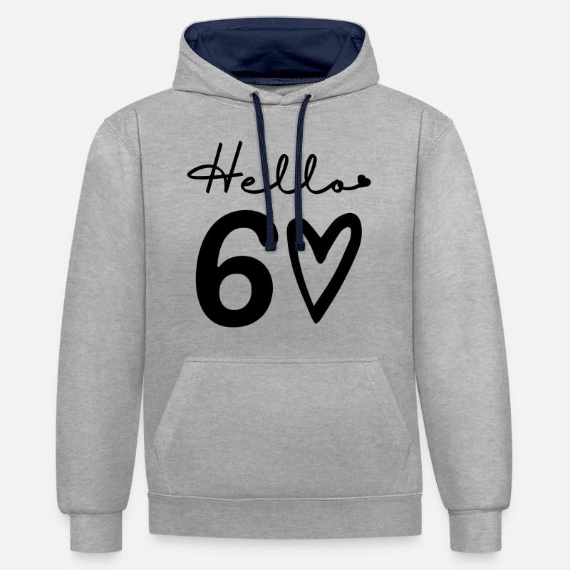 bonjour 60. 60e anniversaire - Sweat à capuche contrasté - gris chiné/bleu marine