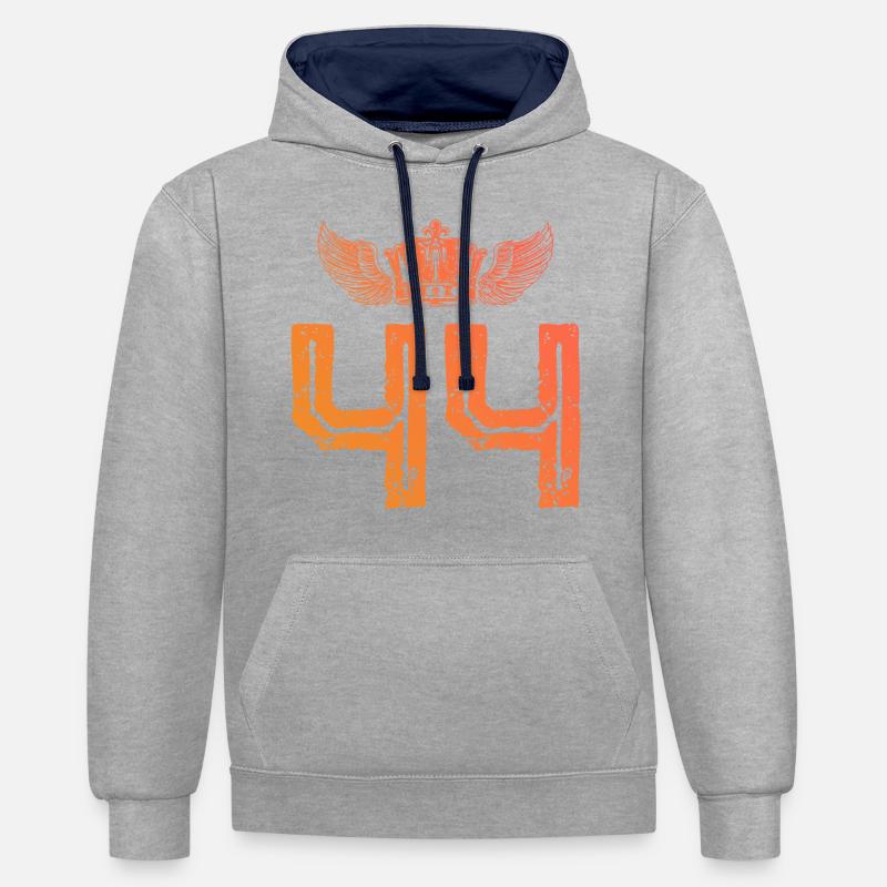 44 Couronne de numéros - Sweat à capuche contrasté - gris chiné/bleu marine