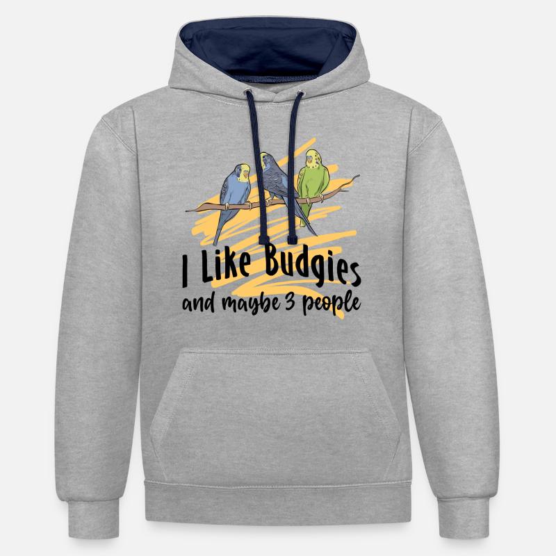 Perruche ondulée - Sweat à capuche contrasté - gris chiné/bleu marine