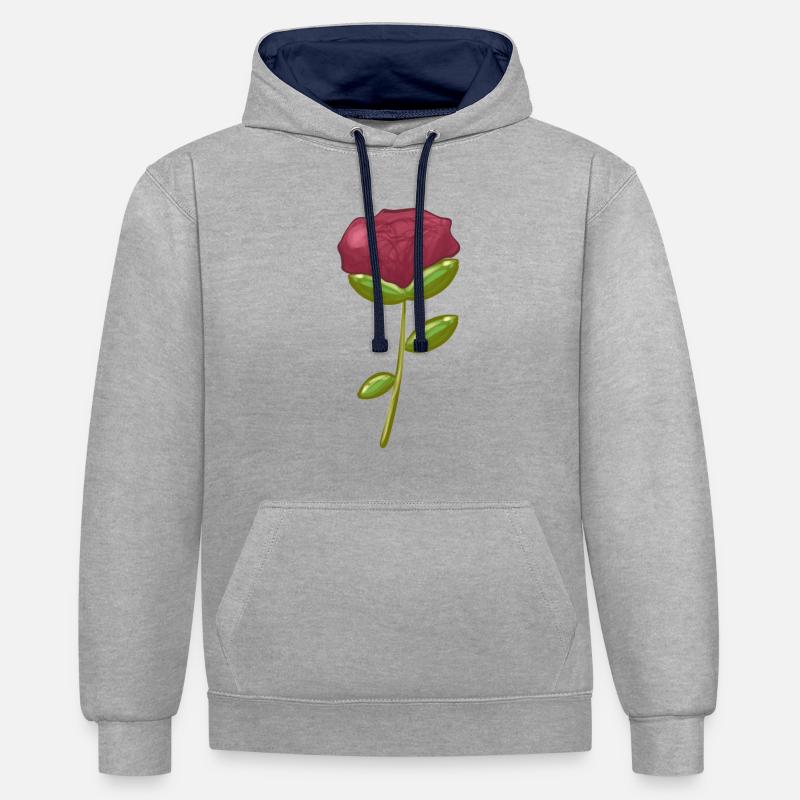 Fleur violette symbole nature - Sweat à capuche contrasté - gris chiné/bleu marine