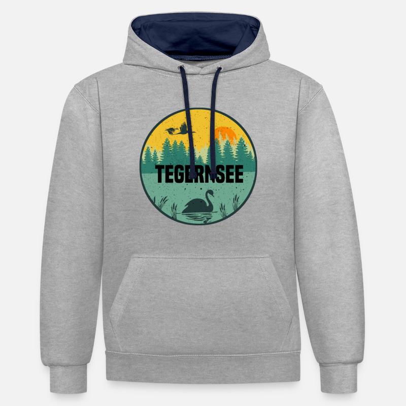 Tegernsee - Sweat à capuche contrasté - gris chiné/bleu marine