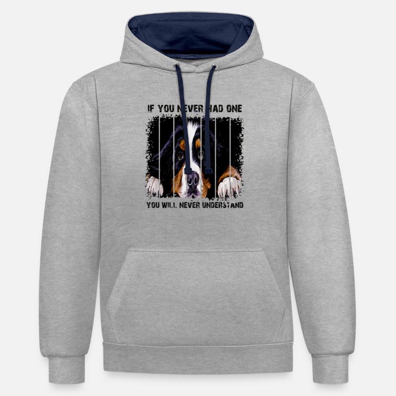 Bouvier bernois - Sweat à capuche contrasté - gris chiné/bleu marine