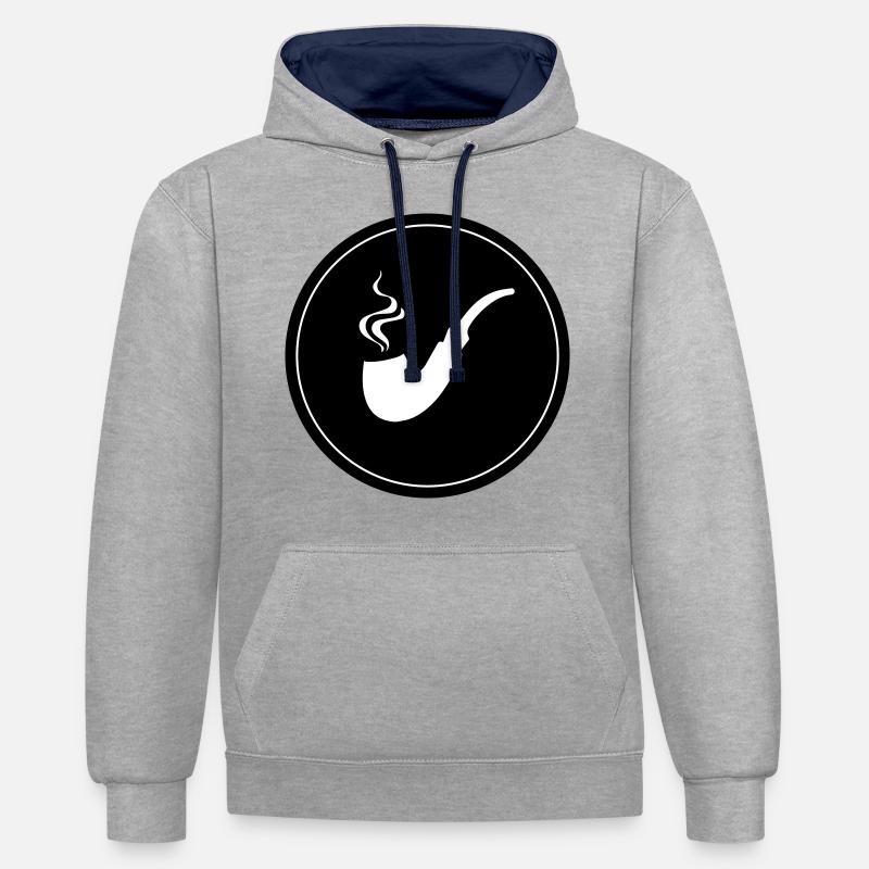 Fumer la pipe - Sweat à capuche contrasté - gris chiné/bleu marine