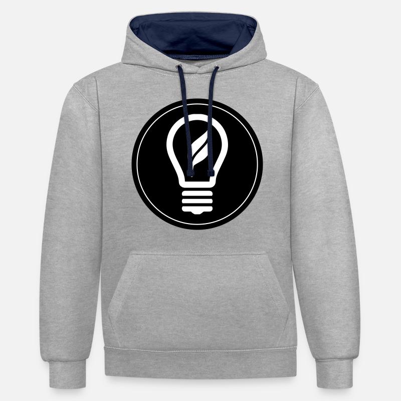 Icône d’ampoule - Sweat à capuche contrasté - gris chiné/bleu marine