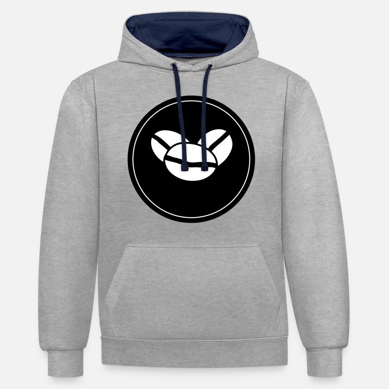 Icône du grain de café - Sweat à capuche contrasté - gris chiné/bleu marine