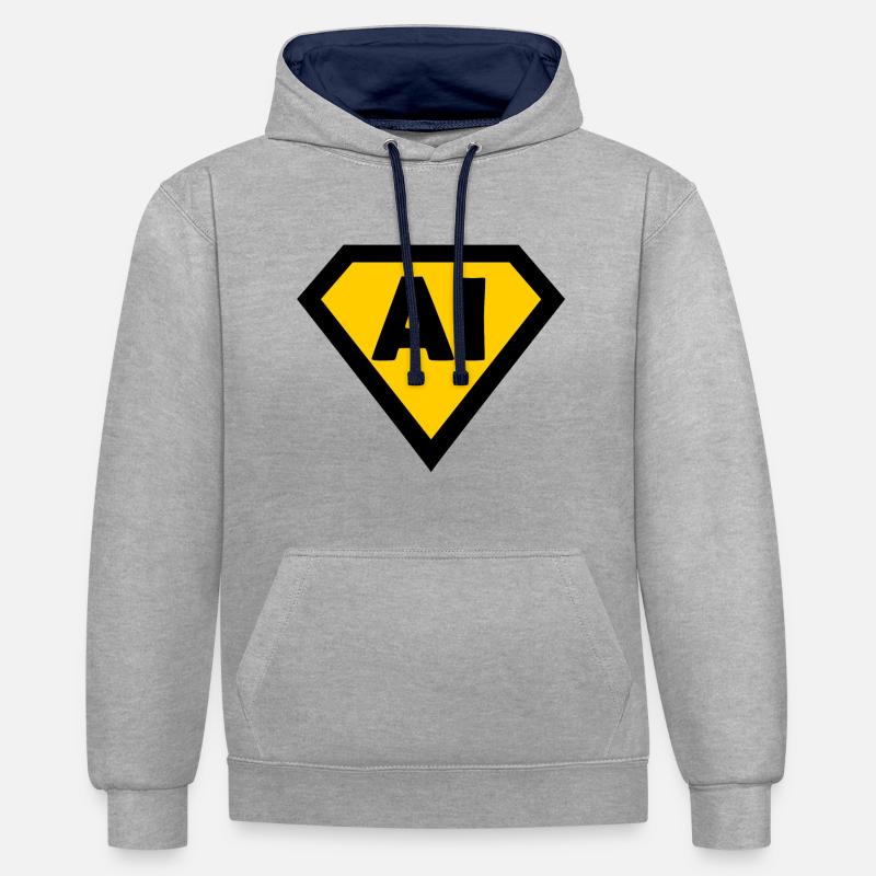 Intelligence and Coding - Contrast hoodie - heather grey/navy