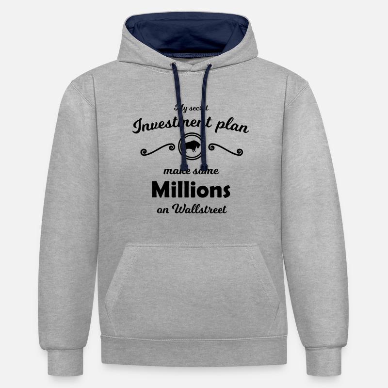 Le plan Million - Sweat à capuche contrasté - gris chiné/bleu marine