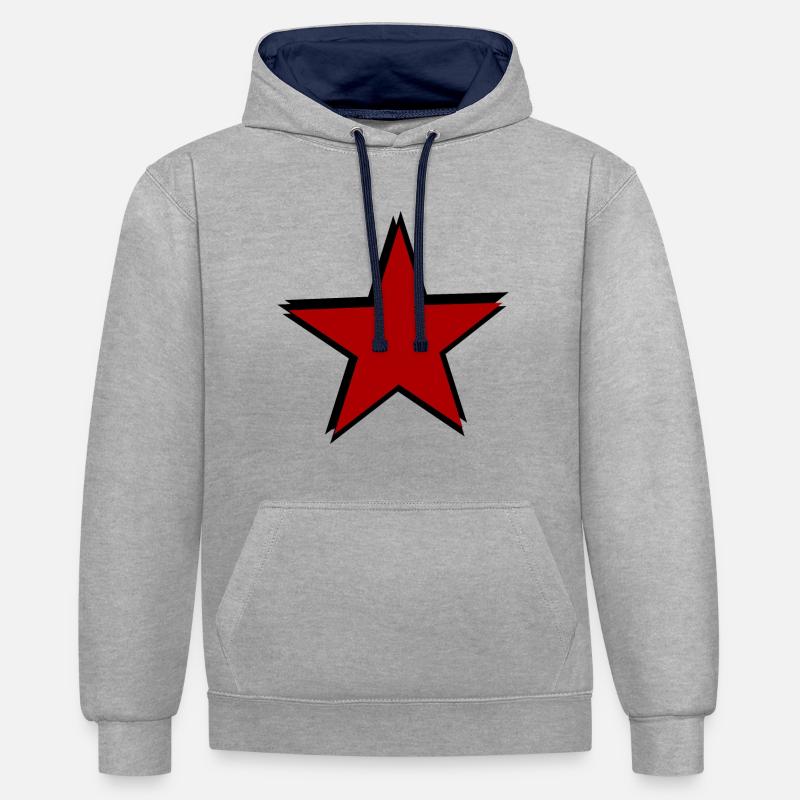 Le symbole des Sozis - Sweat à capuche contrasté - gris chiné/bleu marine