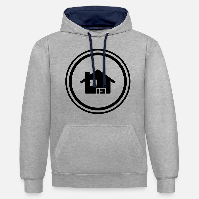 Maison Symbole Accueil - Sweat à capuche contrasté - gris chiné/bleu marine