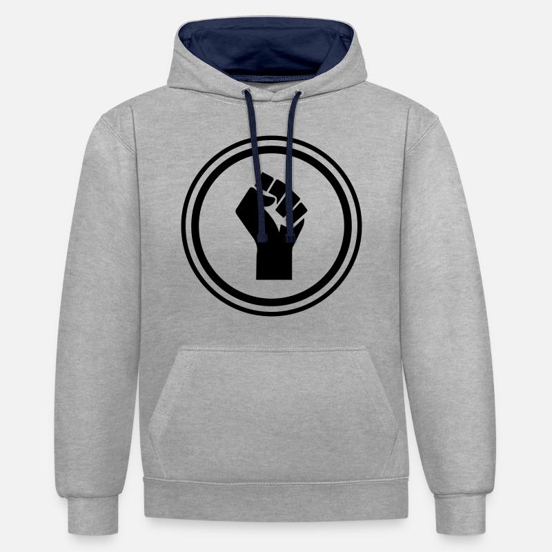 Main Faust - Sweat à capuche contrasté - gris chiné/bleu marine