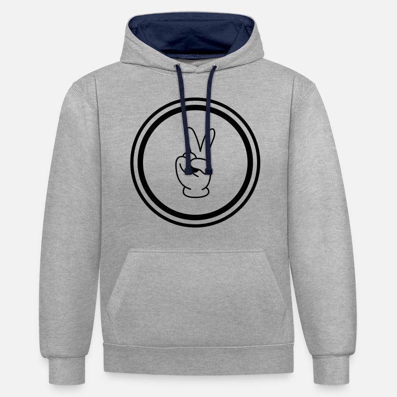 Bande dessinée Peace Hand - Sweat à capuche contrasté - gris chiné/bleu marine