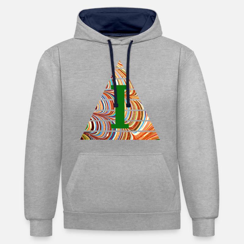 Dreieck E 56 I - Sweat à capuche contrasté - gris chiné/bleu marine