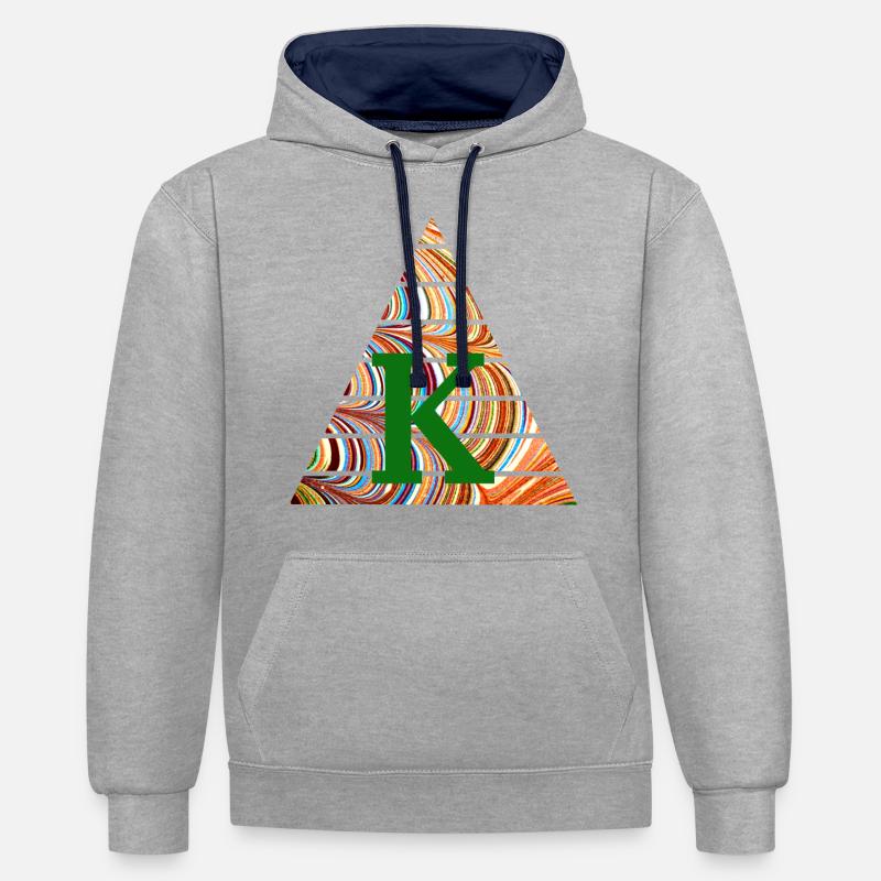 Triangle E 56 K - Sweat à capuche contrasté - gris chiné/bleu marine