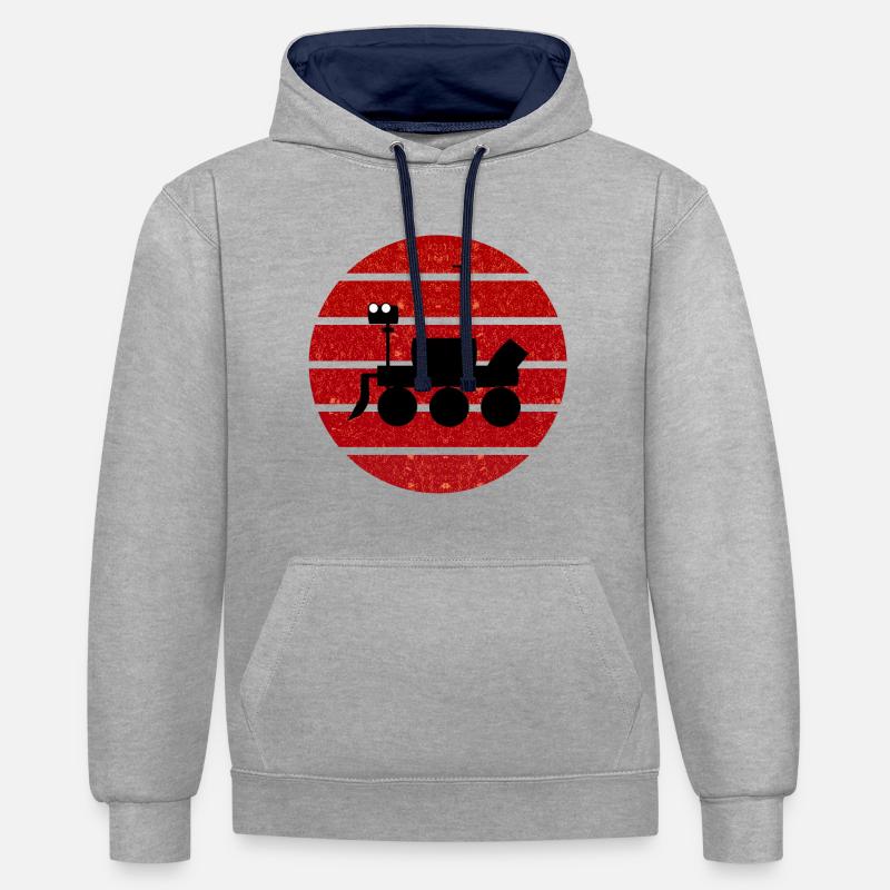 Les explorateurs de l’espace - Sweat à capuche contrasté - gris chiné/bleu marine