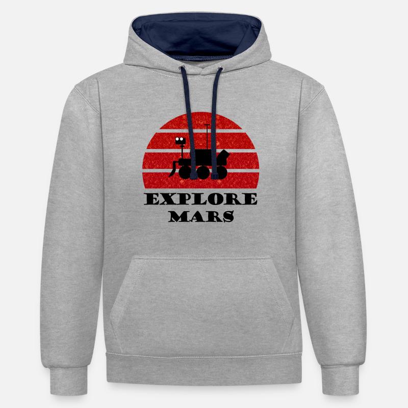La mission spatiale vers Mars - Sweat à capuche contrasté - gris chiné/bleu marine