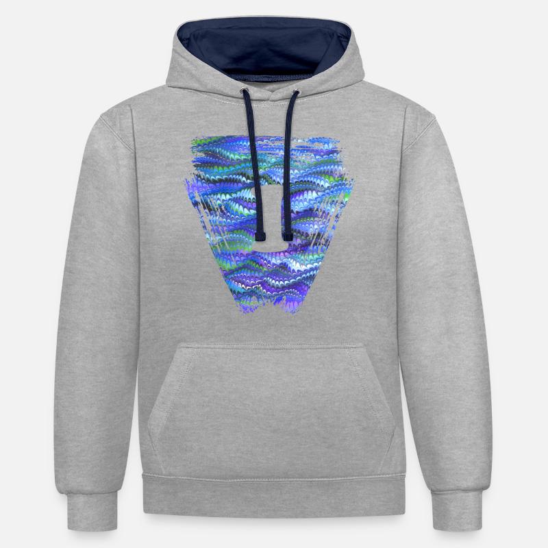 Dreieck E 103 I - Sweat à capuche contrasté - gris chiné/bleu marine
