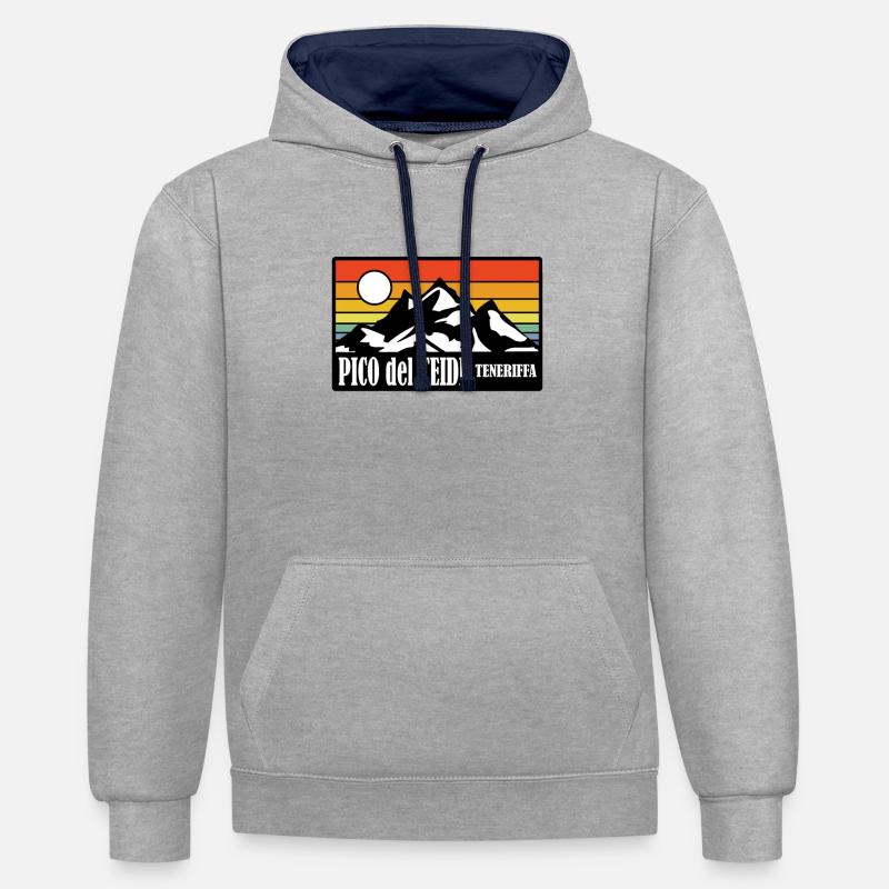 Pico del Teide - Sweat à capuche contrasté - gris chiné/bleu marine