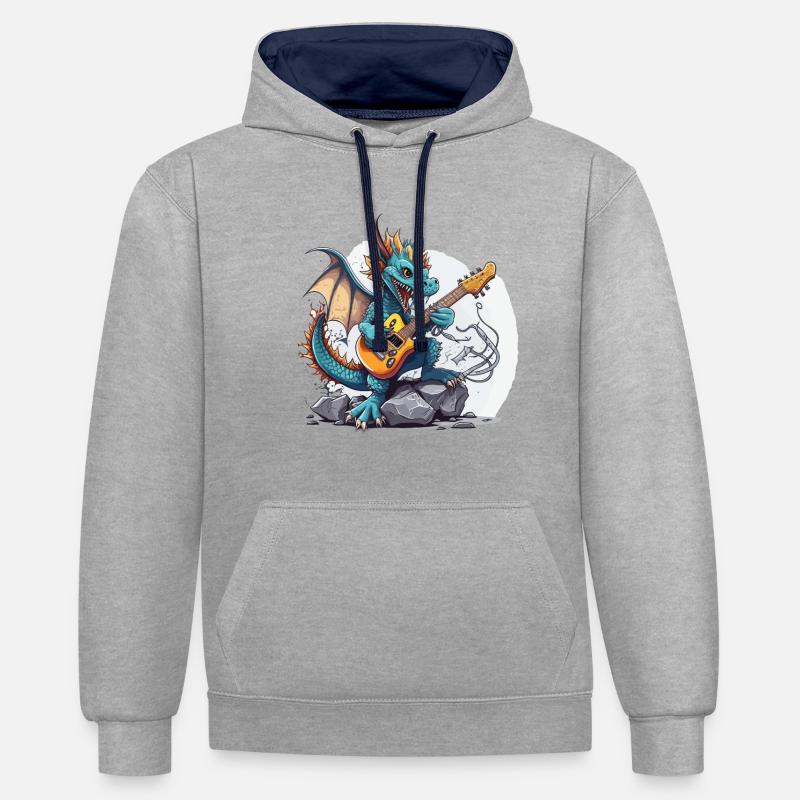 Dragon Rocker - Sweat à capuche contrasté - gris chiné/bleu marine