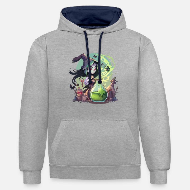 Bière de sorcières - Sweat à capuche contrasté - gris chiné/bleu marine