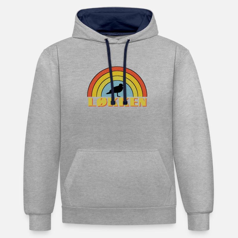Lökken - Sweat à capuche contrasté - gris chiné/bleu marine