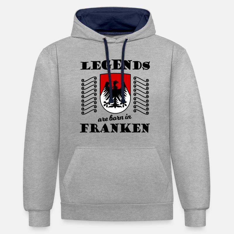 Né à Nuremberg - Sweat à capuche contrasté - gris chiné/bleu marine