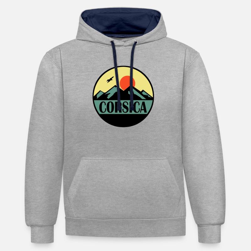Corse - Sweat à capuche contrasté - gris chiné/bleu marine