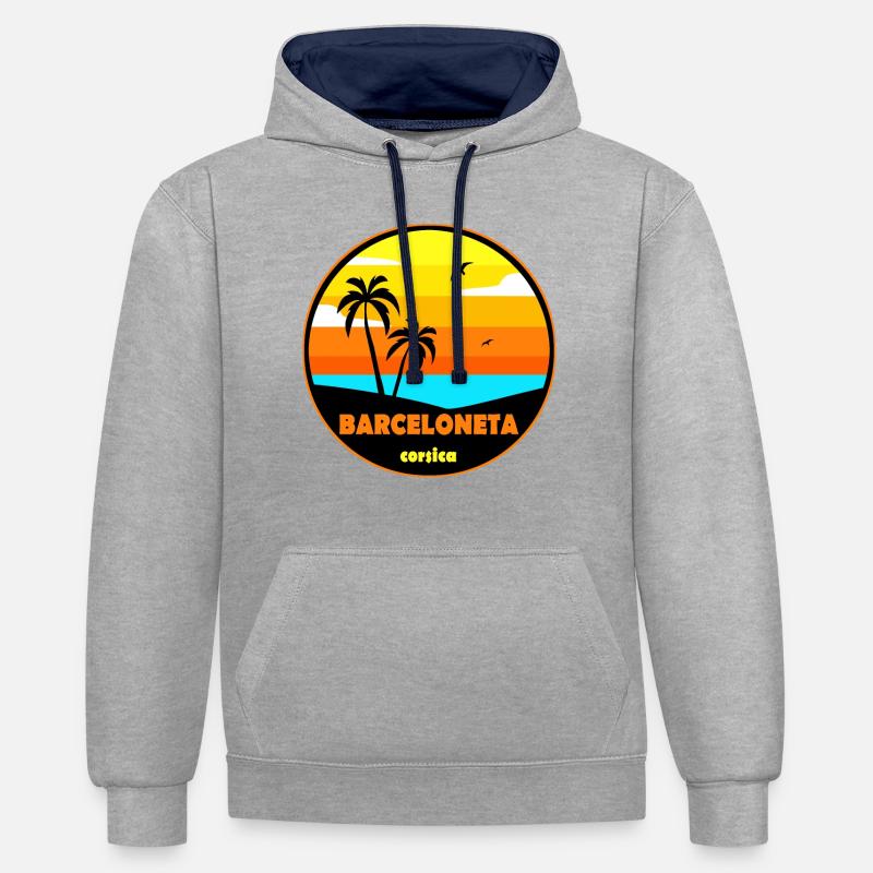 Barceloneta - Sweat à capuche contrasté - gris chiné/bleu marine