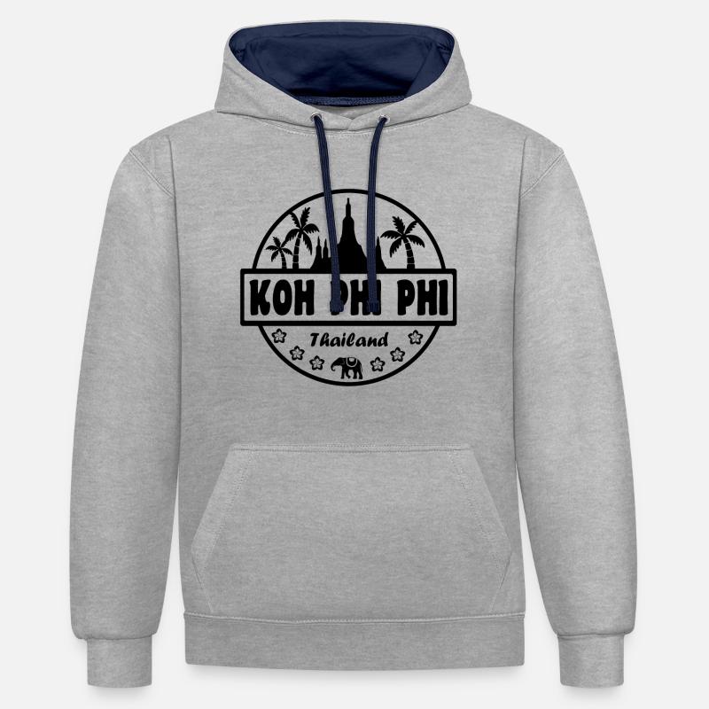 Koh Phi Phi Thaïlande - Sweat à capuche contrasté - gris chiné/bleu marine