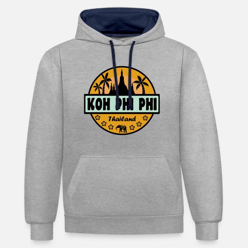 Koh Phi Phi Thailand - Kontrast-Hoodie - Grau meliert/Navy
