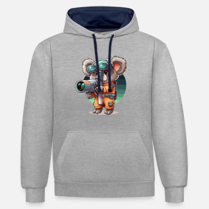 Espace Koala - Sweat à capuche contrasté - gris chiné/bleu marine