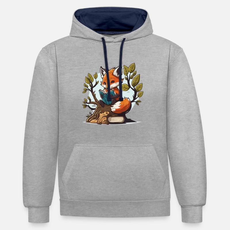 Studious Fox - Contrast hoodie - heather grey/navy
