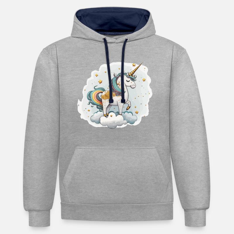 Rêve d’or - Sweat à capuche contrasté - gris chiné/bleu marine