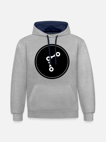 Bicycle Cycling Chain - Contrast hoodie - heather grey/navy