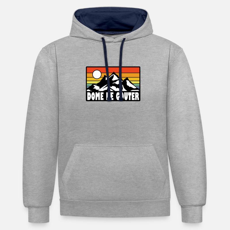 Dôme de Gouter - Sweat à capuche contrasté - gris chiné/bleu marine