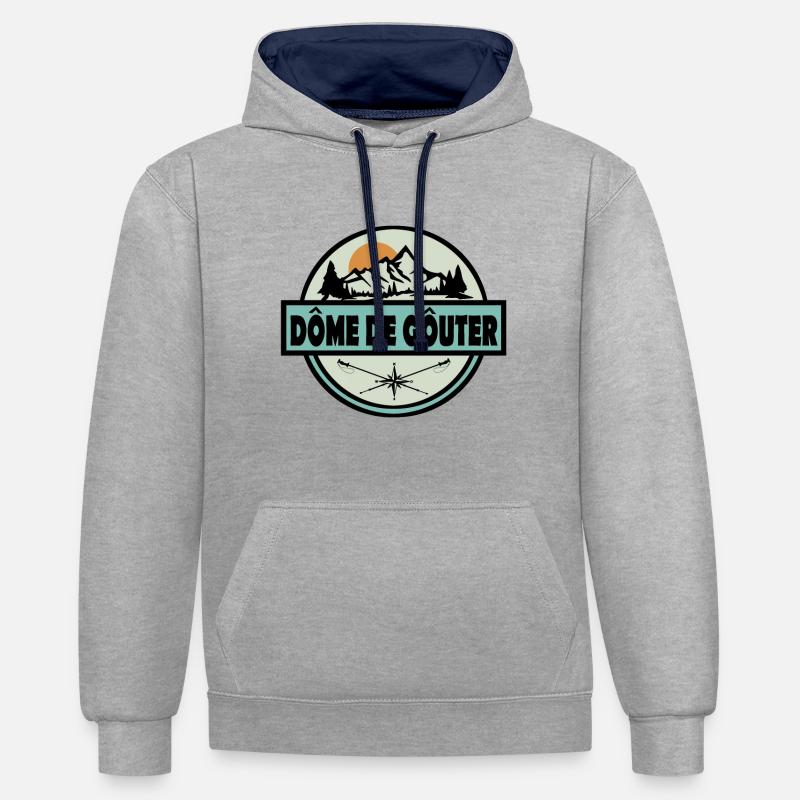Dôme de Gouter - Sweat à capuche contrasté - gris chiné/bleu marine