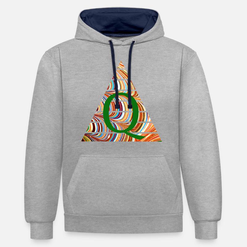 Dreieck E 56 Q - Sweat à capuche contrasté - gris chiné/bleu marine