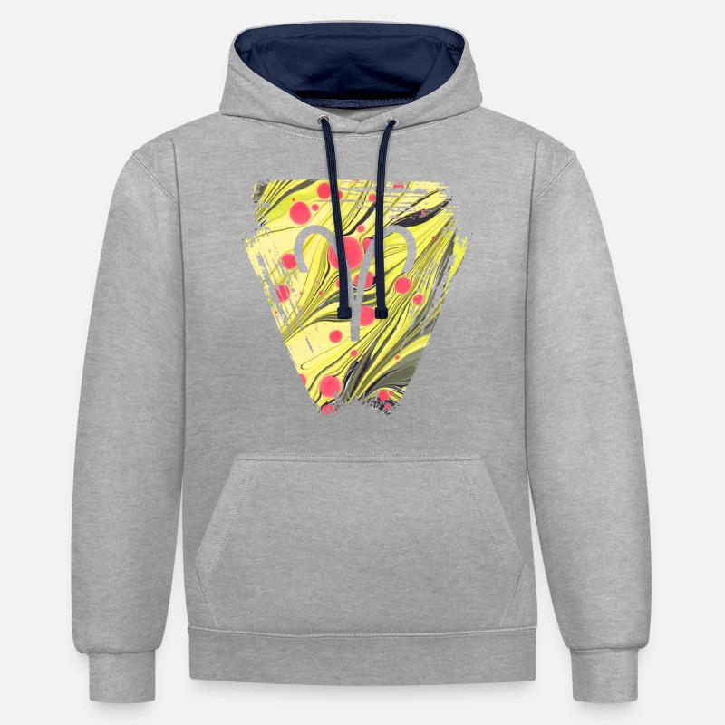 Plus large E 114 - Sweat à capuche contrasté - gris chiné/bleu marine