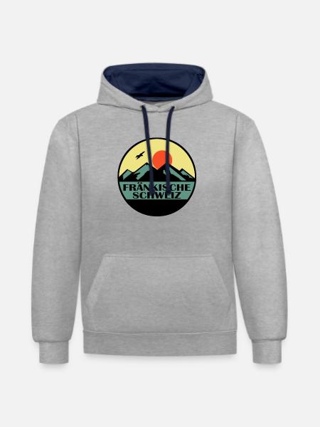 Fränkische Schweiz - Kontrast-Hoodie - Grau meliert/Navy