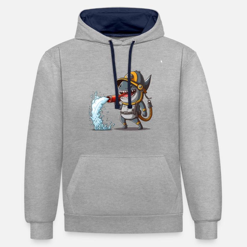 Sécurité renforcée - Sweat à capuche contrasté - gris chiné/bleu marine