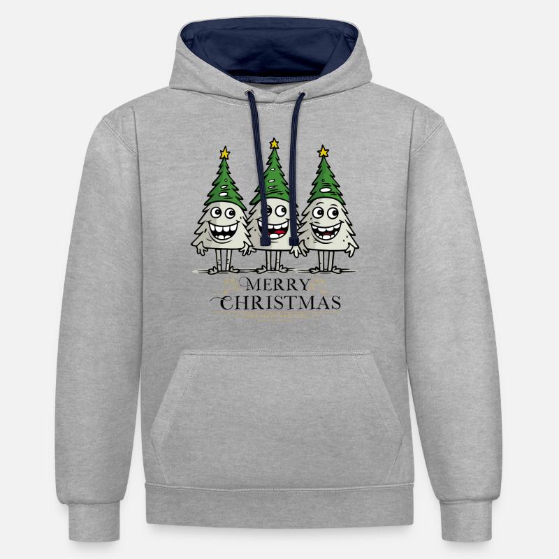 Drôle Crazy Noël Noël - Sweat à capuche contrasté - gris chiné/bleu marine