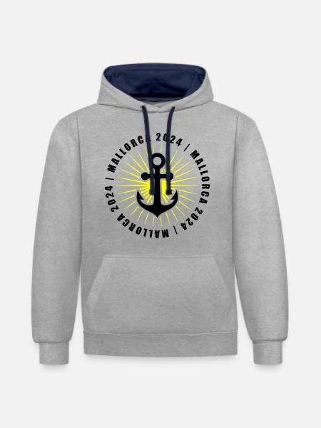 Mallorca 2024 holiday - Contrast hoodie - heather grey/navy
